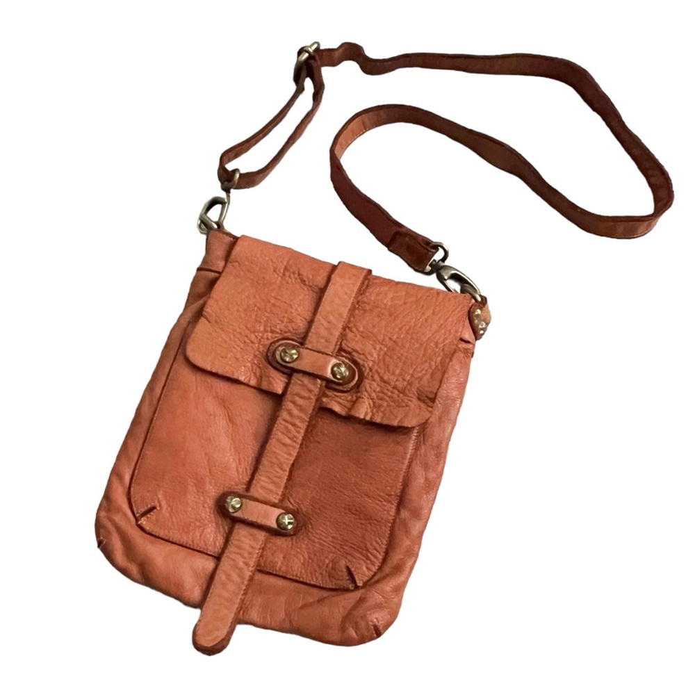 CIVICO 93 Cognac Brown Leather Flap Closure Festival Artisan Crossbody Bag